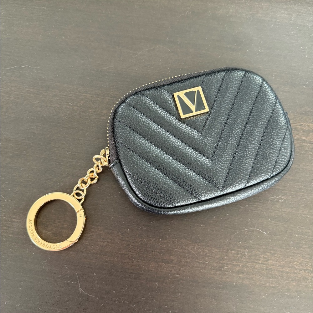 Black Quilted Keychain Pouch Victoria Secret
